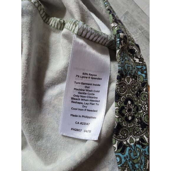 Talbots Petite Green & Blue Paisley Print Dress Sp Rusched - Picture 6 of 8